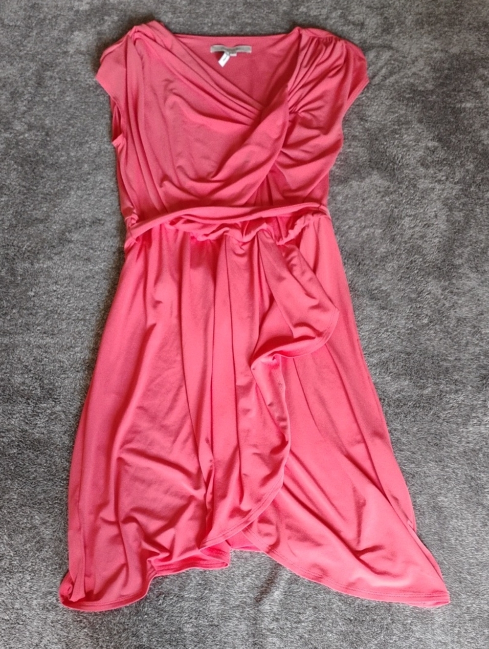Max & Cleo Coral Draped Front Dress Tulip Hem